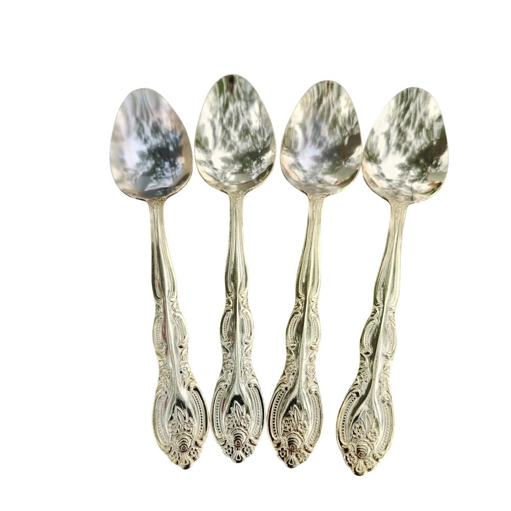 Lot 4 International Silver San Marcos Gold Electroplate Oval Soup Spoons 7 3/8